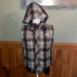 The North Face Black and White Plaid Vest